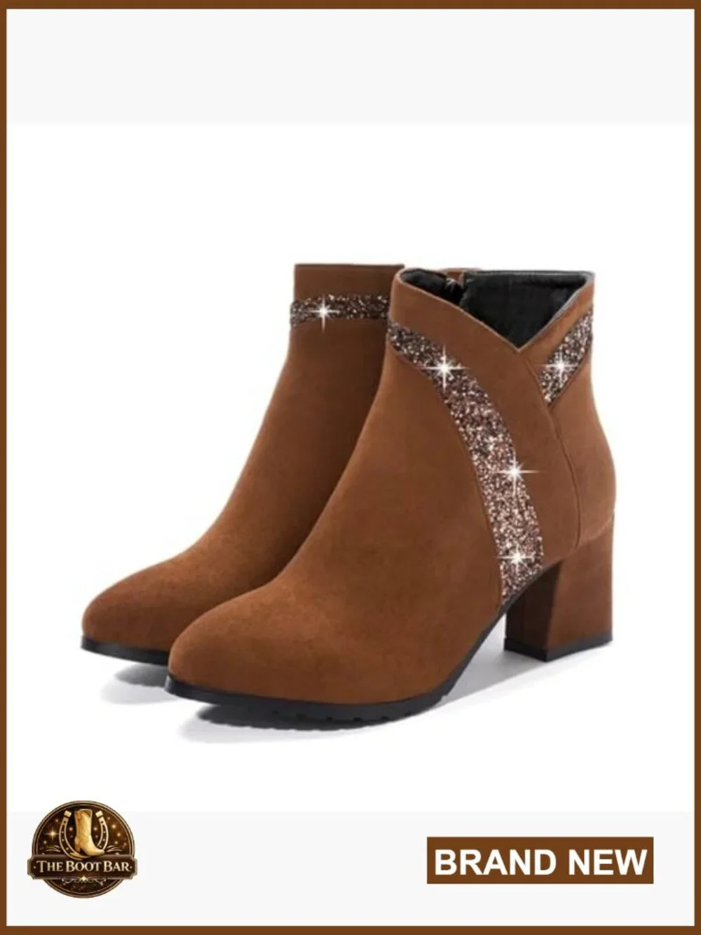 Block Chunky Heel Ankle Booties Round Toe Side Zipper Dress Boots - Picture 4 of 6